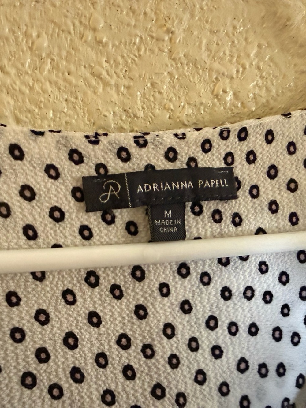 Adrianna Papell Black Dot Print Blouse on Ivory - Picture 5 of 6
